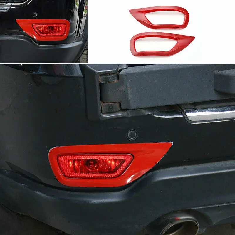 

Fit For Jeep Grand Cherokee 2014-2020 ABS Red Rear Fog Light Lamp Cover Trim 2X
