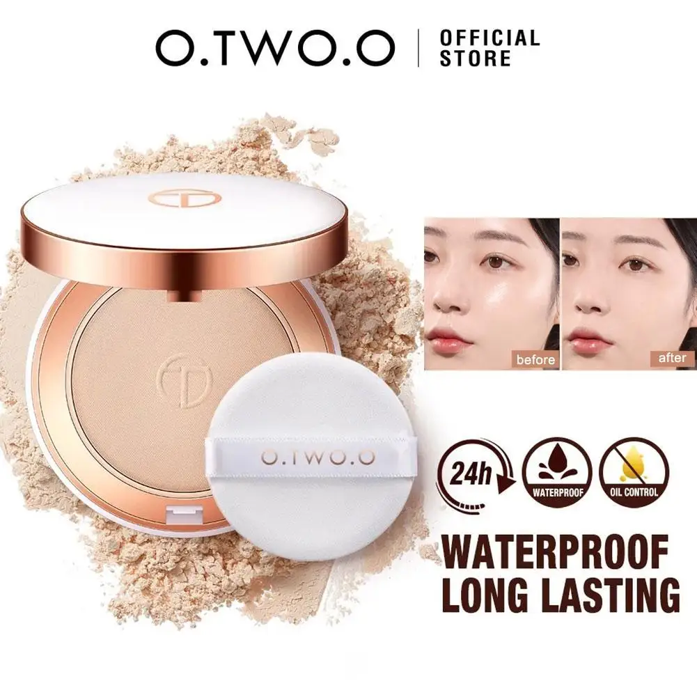 

O.TWO.O 3 Colors Face Setting Powder Cushion Compact Powder Oil-Control Matte Smooth Finish Concealer Makeup Pressed Powder