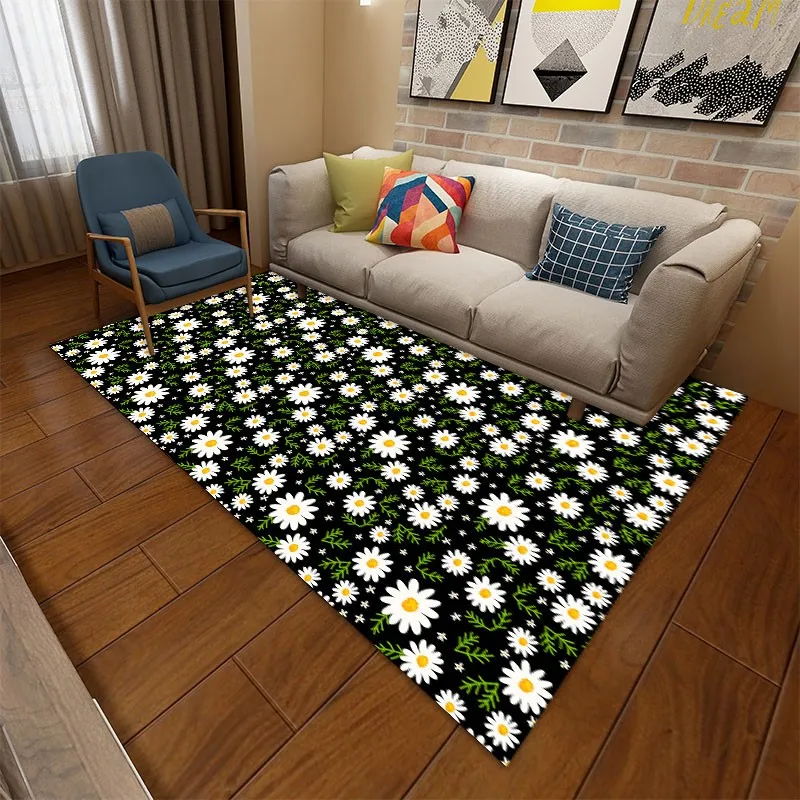 Бархатный коврик Reese с короткими волосами маленький свежий белый ромашки и