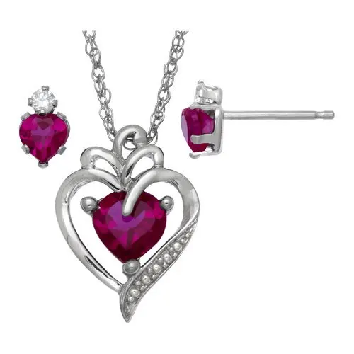 

Simulated Ruby and Cubic Zirconia Set in Sterling Silver
