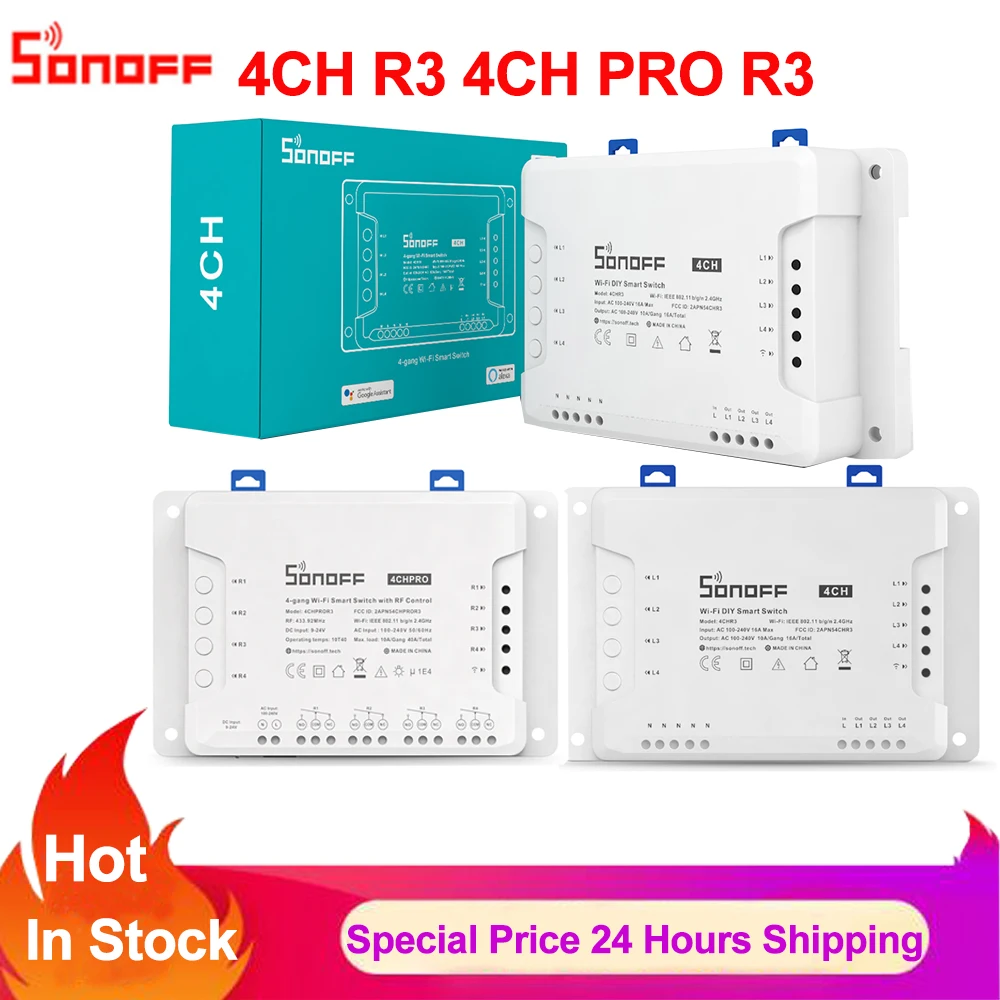 

Смарт-выключатель SONOFF R3 PRO, 4 канала, с голосовым управлением