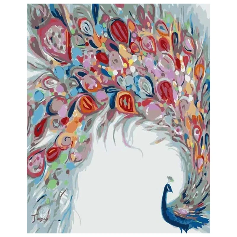 

Adult Beginner Digital Painting Paint, Digital Kit on Frameless Canvas, Beautiful Peacock