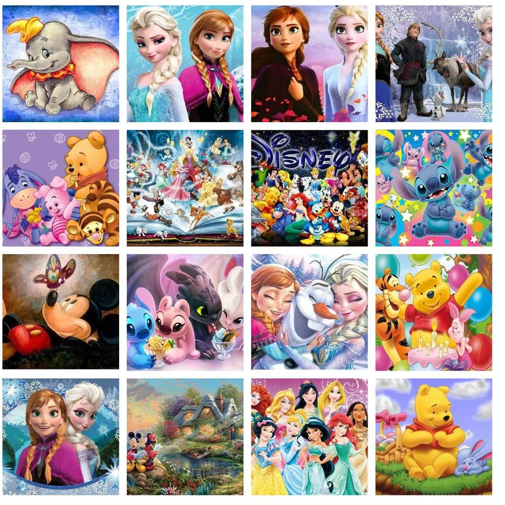 

Disney 5D DIY Diamond Painting Cartoon Mickey Mouse Princess Winnie The Pooh Gift Cross Stitch Set Manual Home Wall Decoration