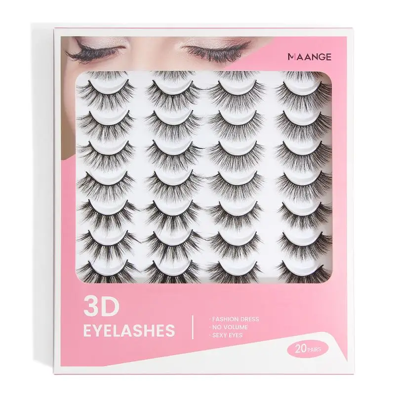 

20 Pairs 3D Imitation Mink False Eyelashes 20PCS Soft Long Black Eyelashes Long Thick Soft Chemical Fiber Eyelashes Eye Makeup