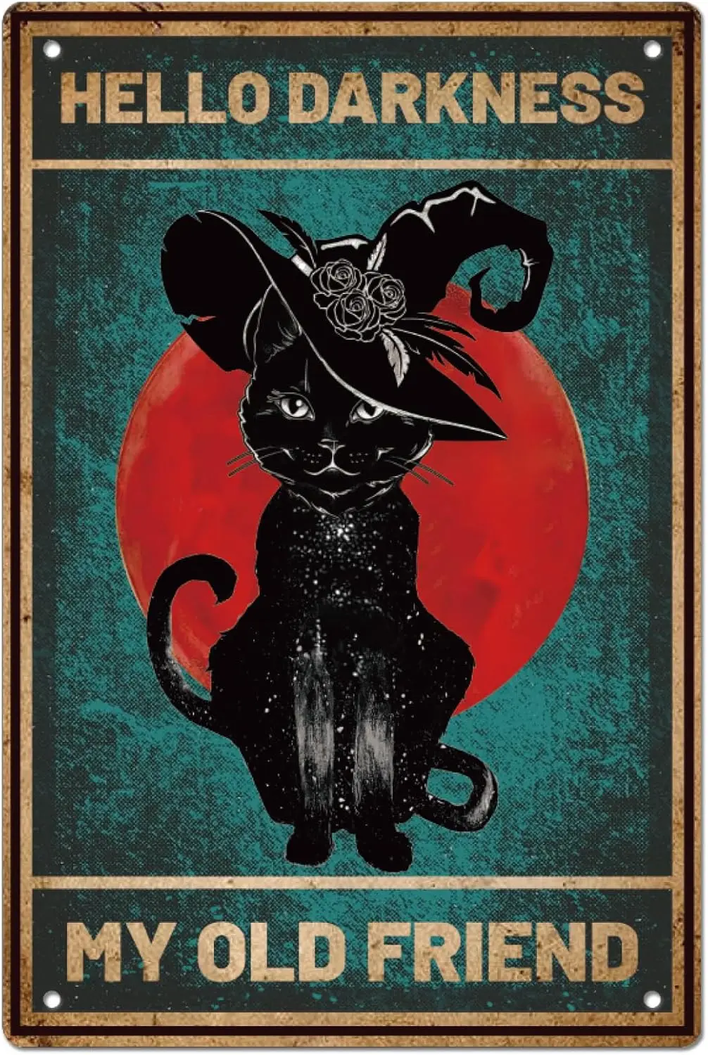 Кошка Ведьма Металлические Оловянные Вывески Винтаж Черный Кот Искусство