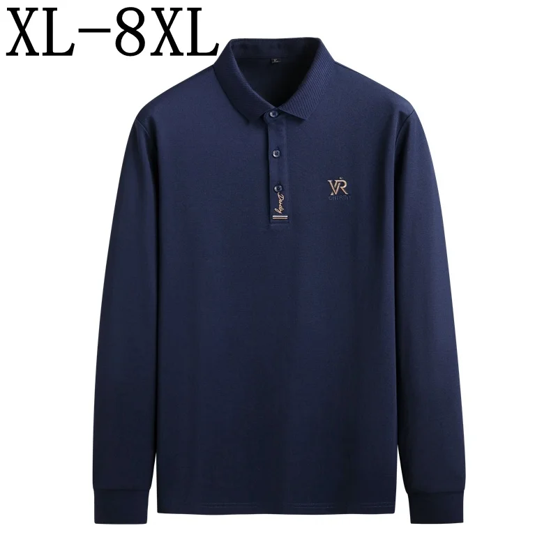 

7XL 8XL 6XL 2023 New Autumn Casual Loose Polo Shirt Men Long Sleeve Business Mens Polos Shirts Top Quality Men's T-shirts