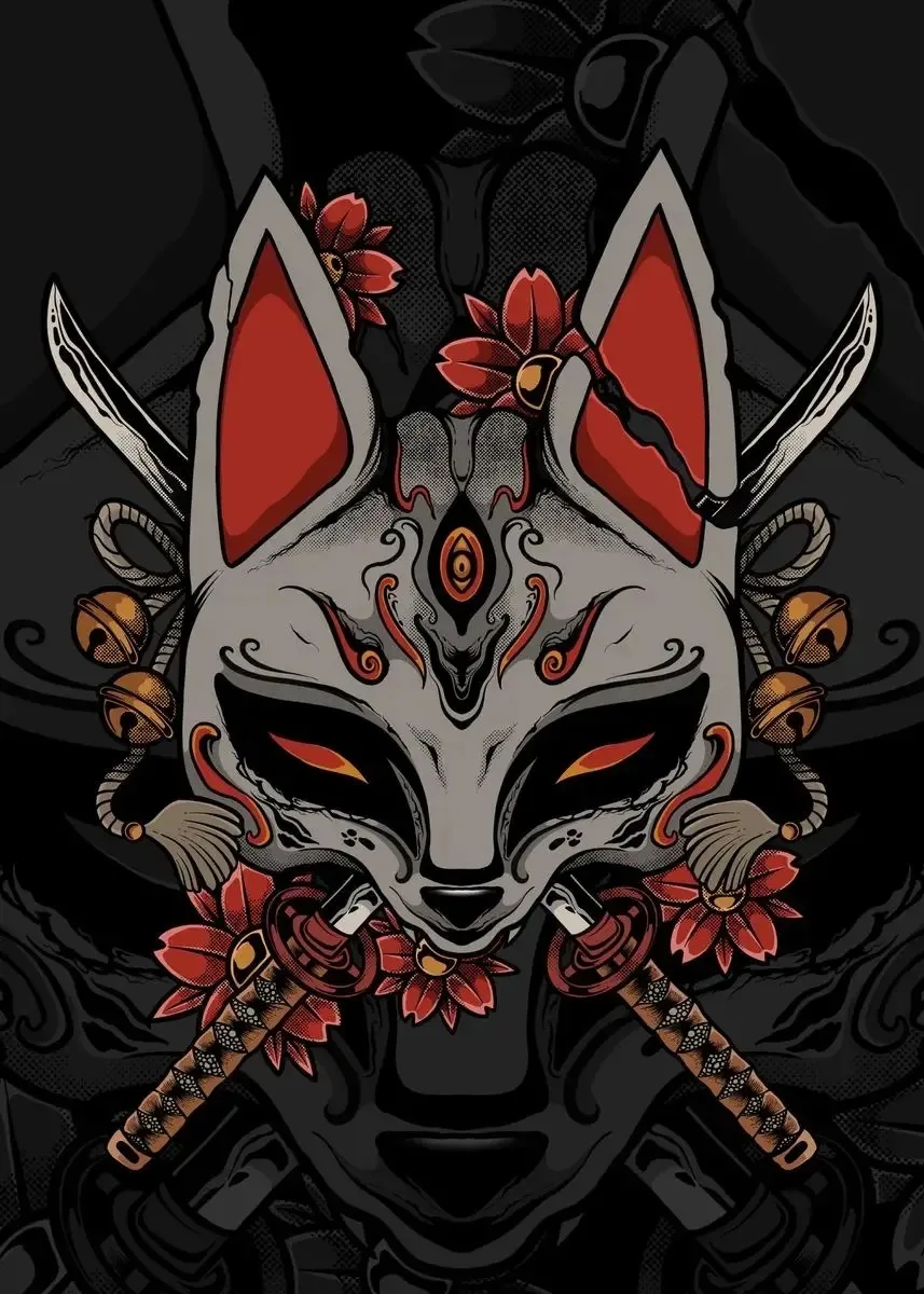 

Абстрактная Маска Демона Постер на холсте Haneya Kitsune