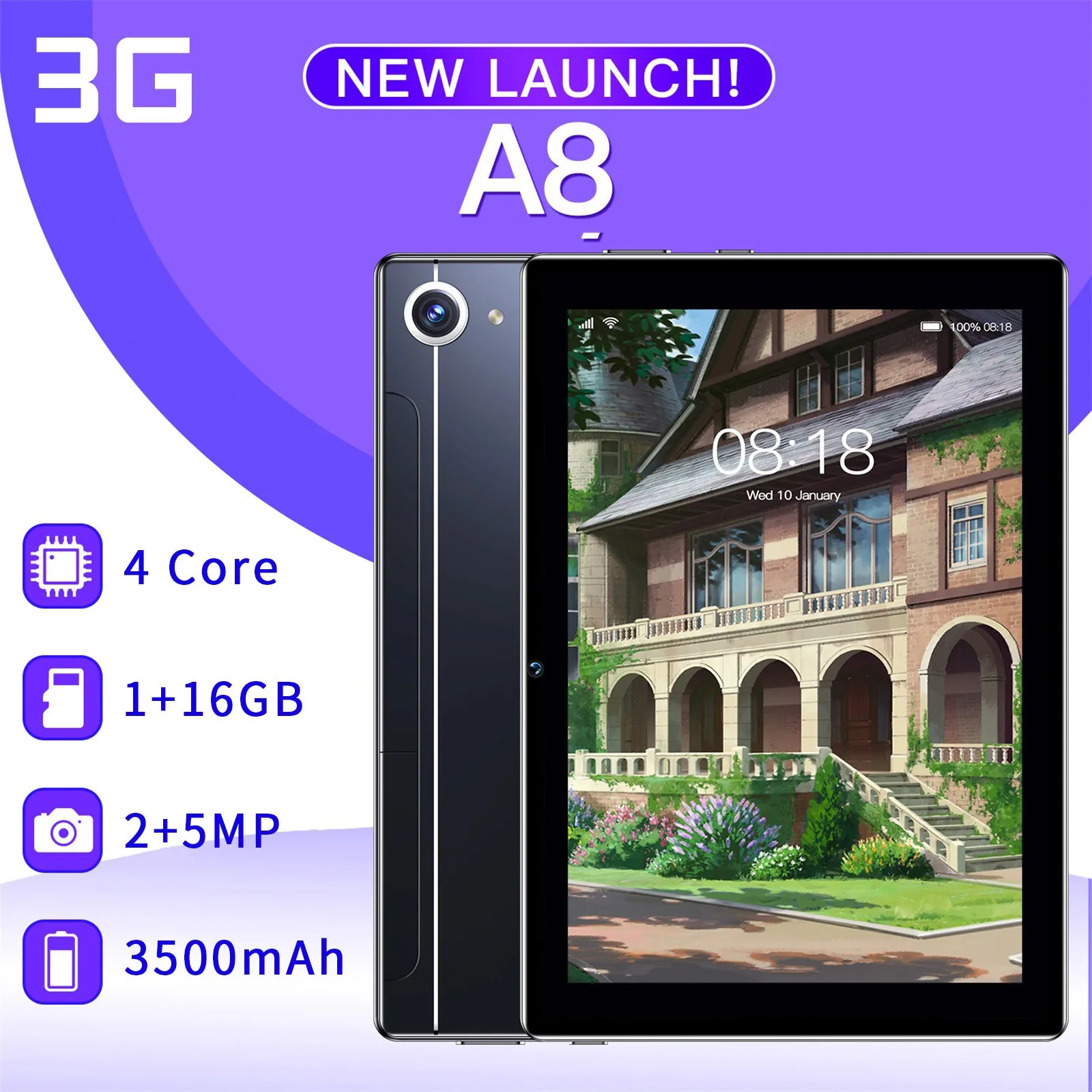 A8 8-дюймовый разблокированный HD полноэкранный Дешевый многофункциональный
