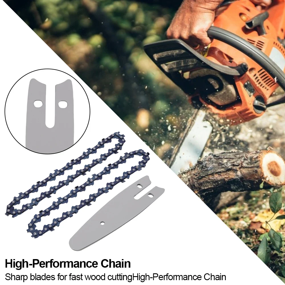 

4/6inch Chains and Guides Set Sharp Plate Rail Saw Chain Guide Plate Chainsaw Accessory for Wood Branch Pruning Trimming Cutting