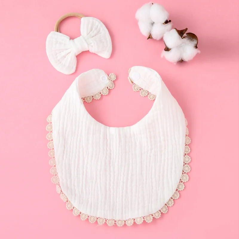 

1Pcs Baby Headband Tassel Saliva Towel Floral Print Newborn Double Side Bibs Boys Girls Bandana Burp Cloths Feeding Collar Bibs