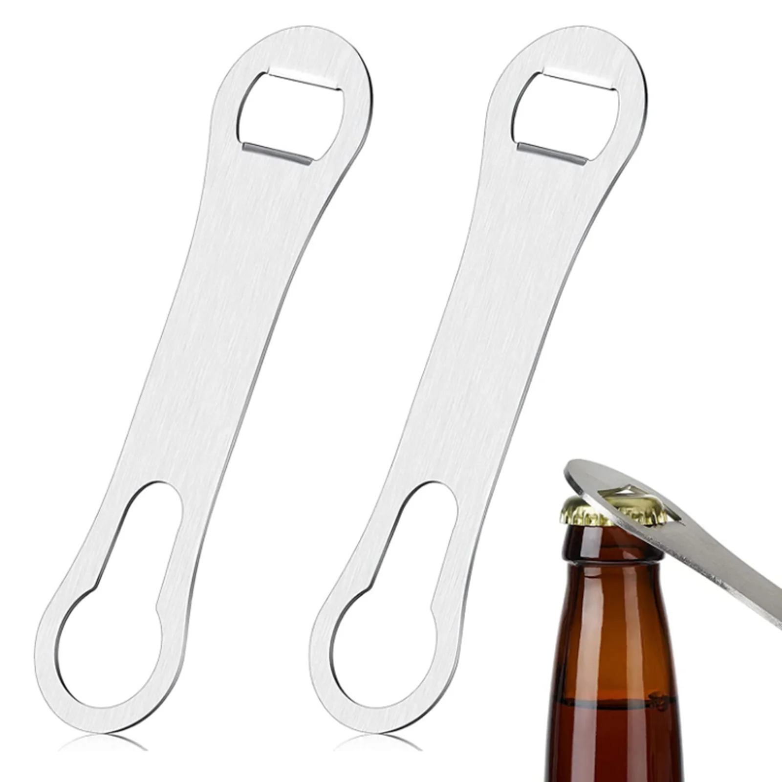 2-piece Silver V-Rod Bottle Opener and Inverted Spout Bottle Opener Stainless Steel Bottle Opener Flat metal Rod speed Key Can o