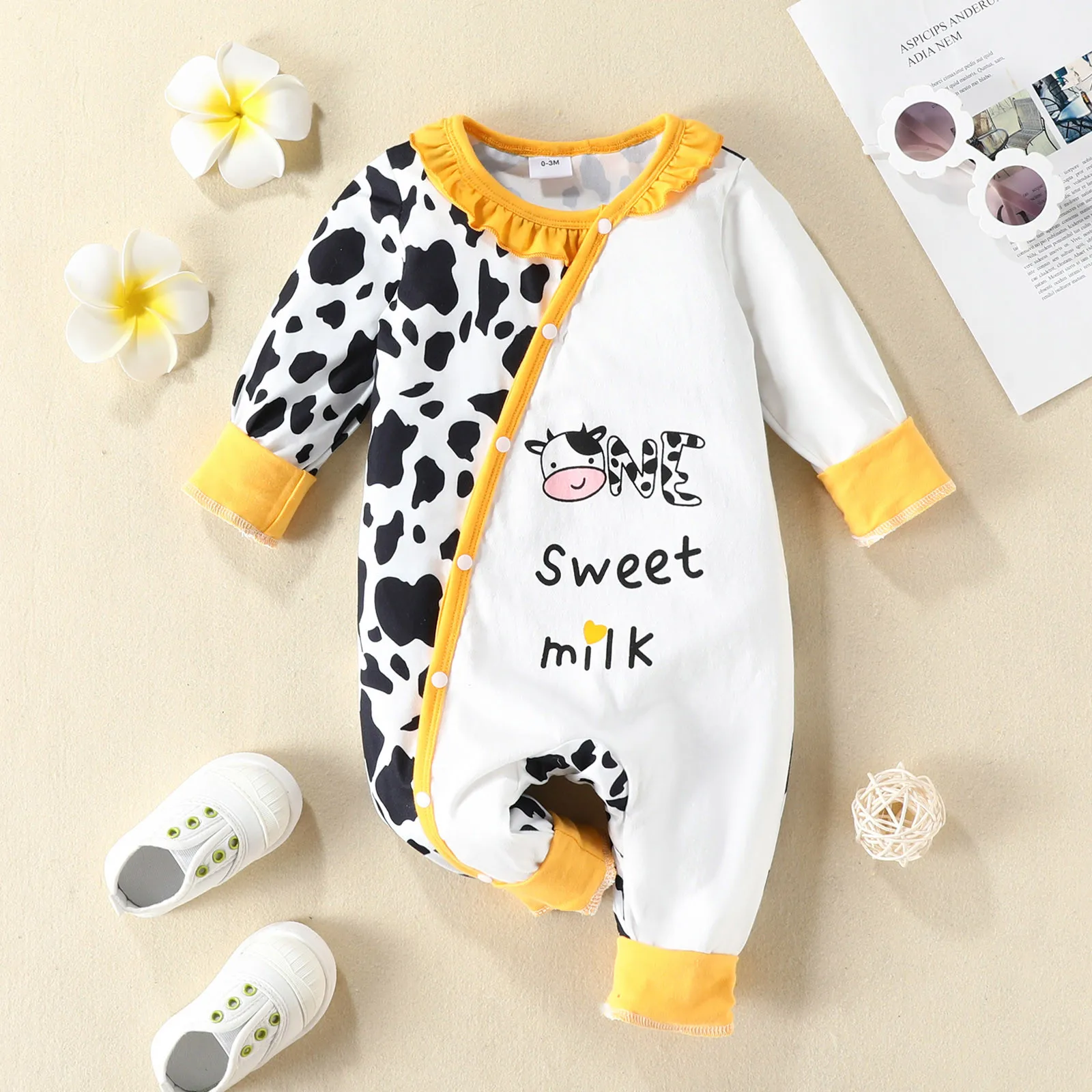 

Baby One Shirt Toddler Kids Infant Girls Boys Cartoon Cow Letters Prints Long Sleeves Romper Thanksgiving Baby Boy Jumpsuit