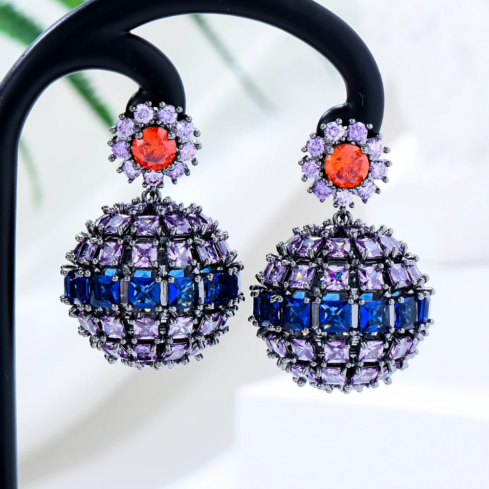 

GODKI New Luxury Cute Crystal ball Pendant Earrings For Women Bridal Wedding Party Daily Trendy Jewelry Accessories High Quality