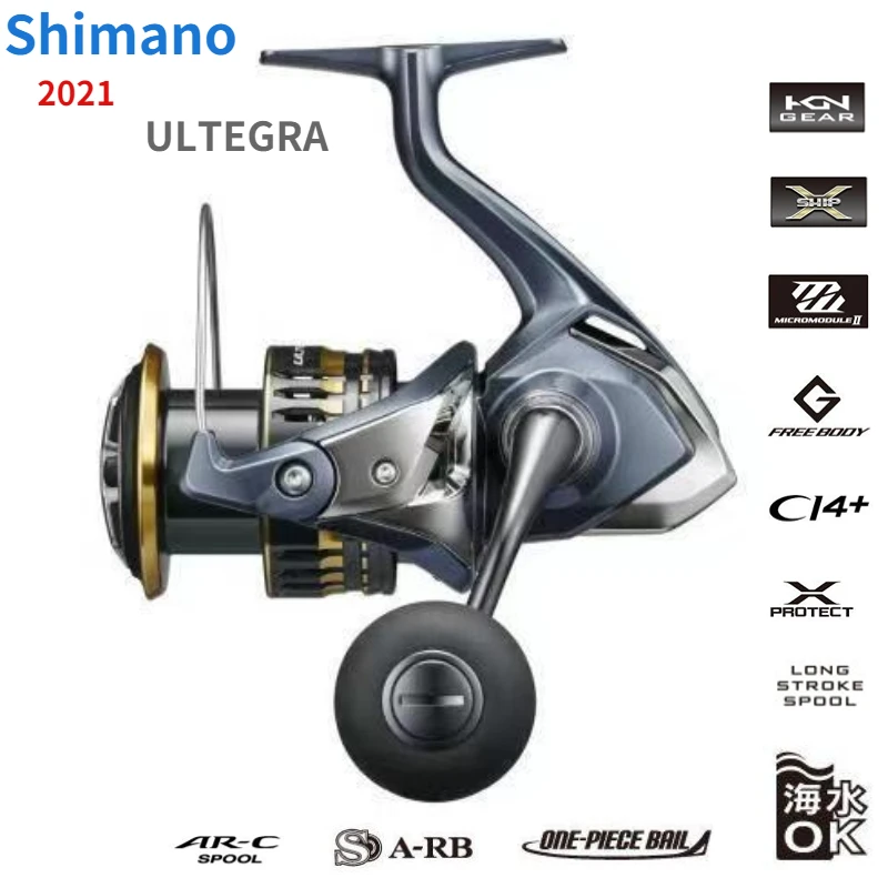 2021 Новая катушка для спиннинга рыболовная SHIMANO ULTEGRA 1000-5000 с G Free Body, 5+1BB, максимальное сопротивление 3/4/9/11 кг, металлическая шпуля, колеса на.