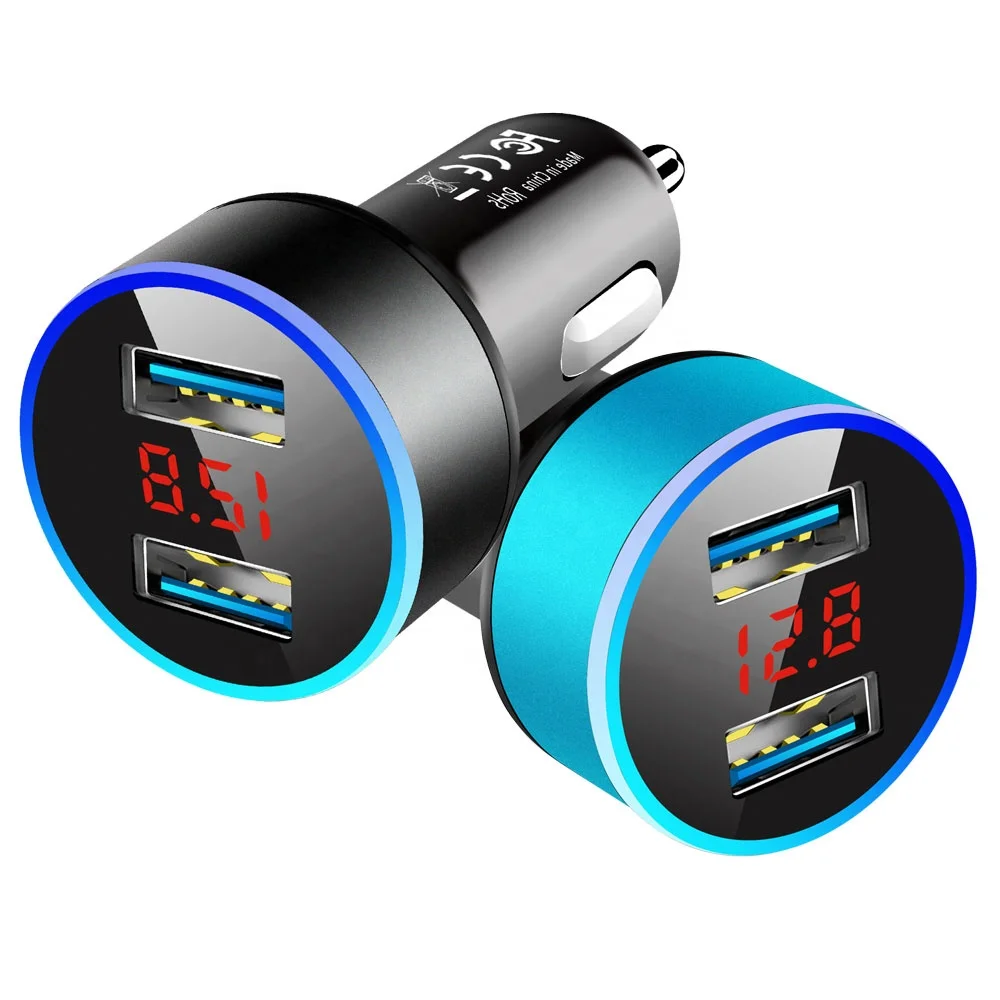 

Multi Port LED Voltmeter Display 12V / 24V Input 5V 3.1A Dual USB Fast Car Charger Adapter for i12 i11 XS XR, S10 S9, P40 P30