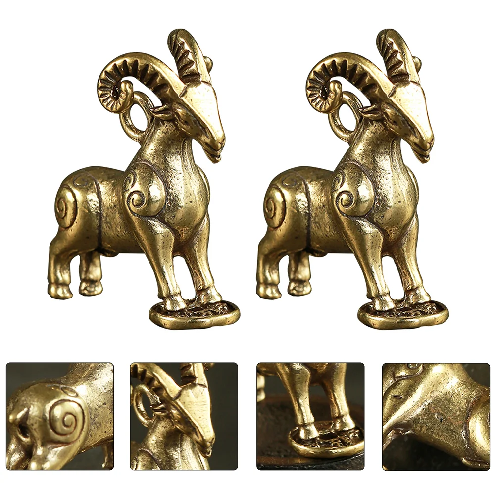 

Statue Sheep Goat Brass Chinese Zodiac Figurine Animal Fengshui Pendant Figurines Copper Miniature Charms Charm Metal Jewelry