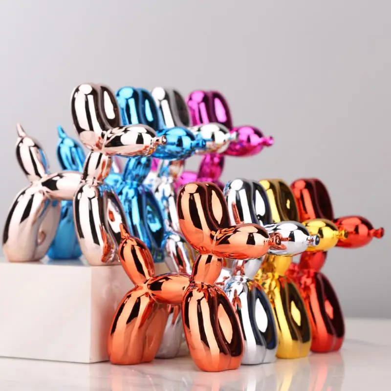 

Nordic Resin Dog Crafts Home Decor Electroplating Balloon Dog Sculpture Animal Decor Ornament For Living Room Desktop Figurines