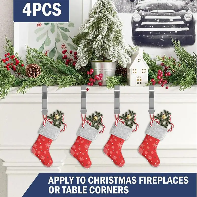 Держатели для рождественских чулок мантии 4X крючки гирлянды регулируемые