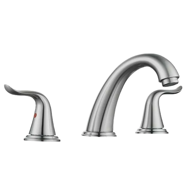 

Factory price hot selling brushed nickel deck mounted 8 inch widespread water tap 3-hole basin mixer