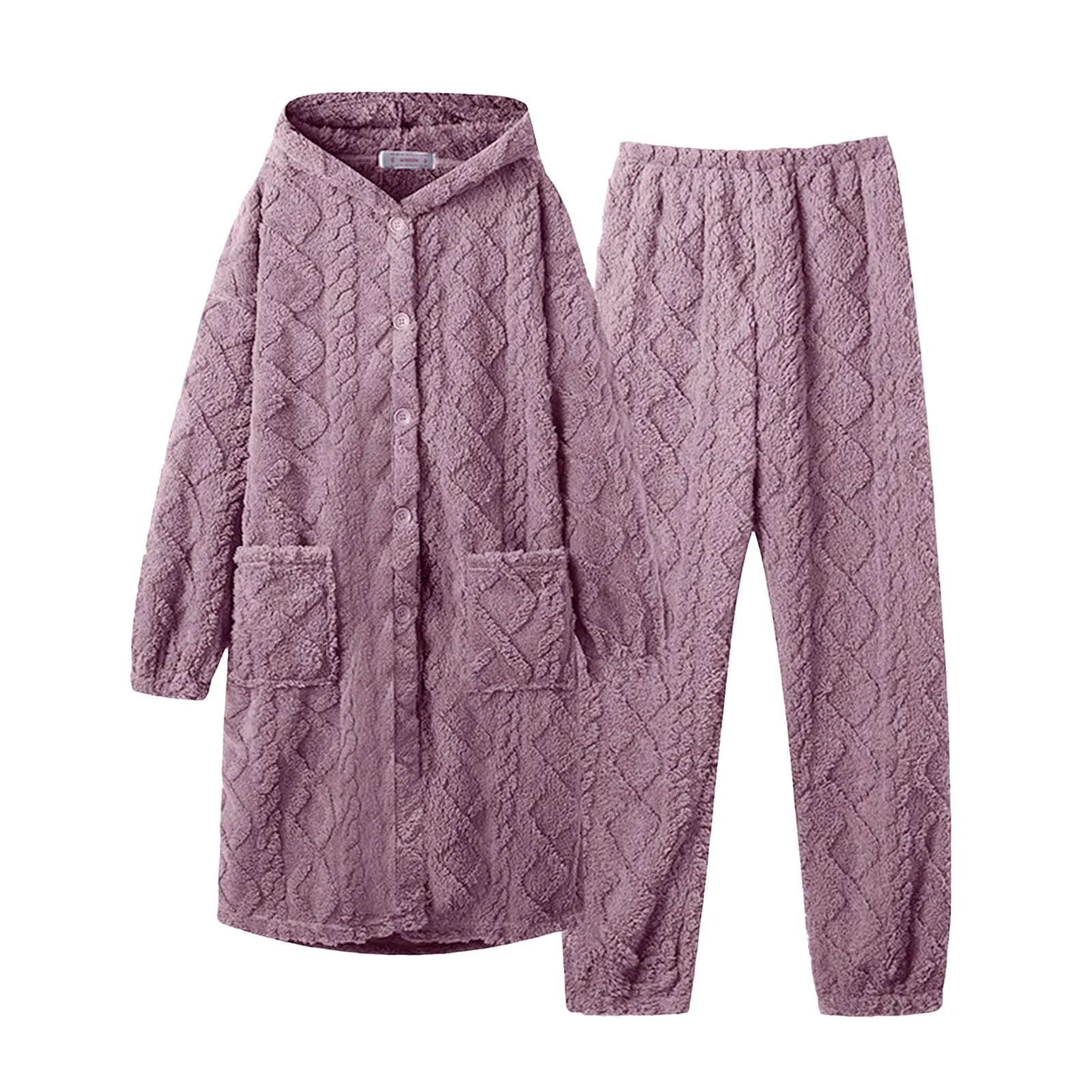 Зимние коралловые бархатные пушистые пижамные комплекты для женщин длинные