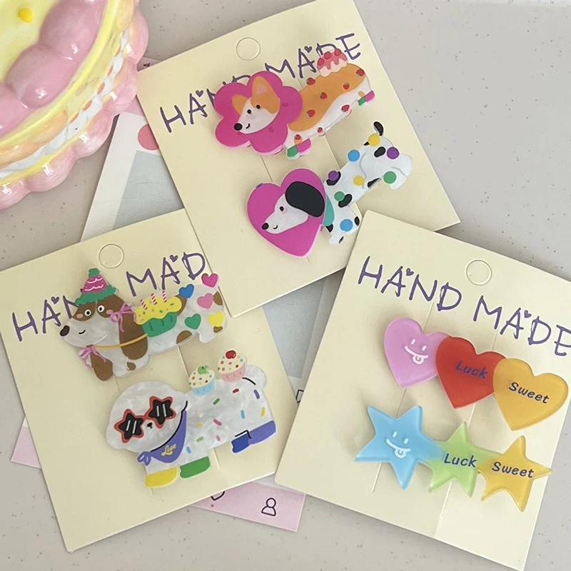 Милая заколка для волос с милой собакой мультяшная в виде утконоса форме сердца