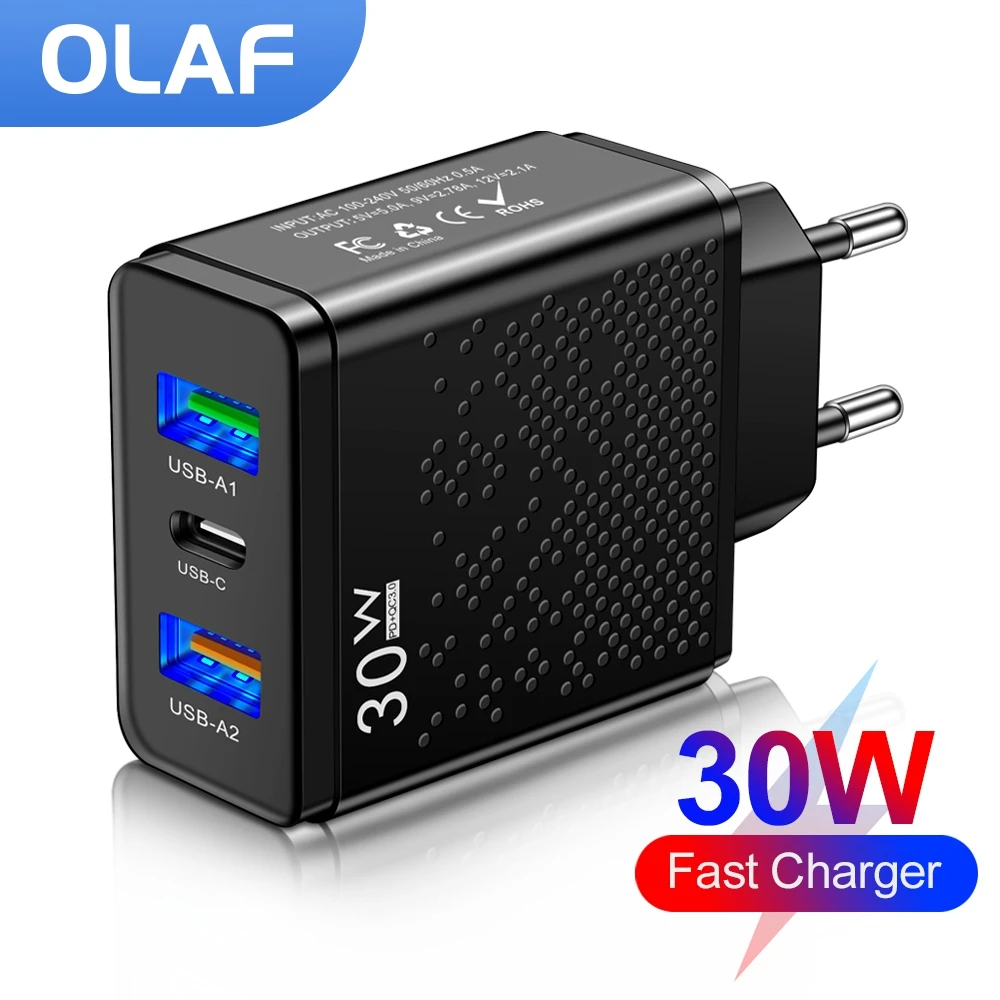 Olaf 30 Вт Зарядное устройство USB C Быстрая Зарядка Тип C с несколькими портами адаптер для зарядного устройства для Samsung Xiaomi дорожные зарядные устройства PD