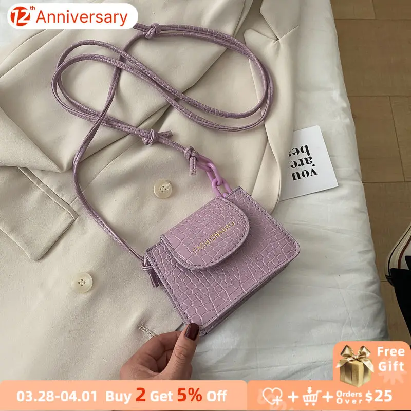 

Acrylic Chain Women Super Mini Handbags PU Leather Ladies Small Crossbody Bag for Lipstick Girls Flap Purse Party Shoulder Bags