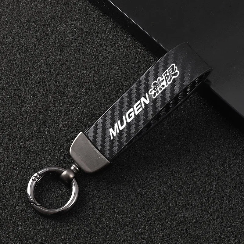 

New fashion car carbon fiber leather rope Keychain key ring For Honda Civic CRV Jazz Odyssey Accord City Hrv