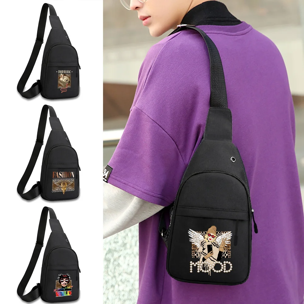 

2022 трендовая нагрудная сумка на плечо для мужчин, Спортивная холщовая мужская сумка через плечо, посылка для пикника с леопардовым принтом