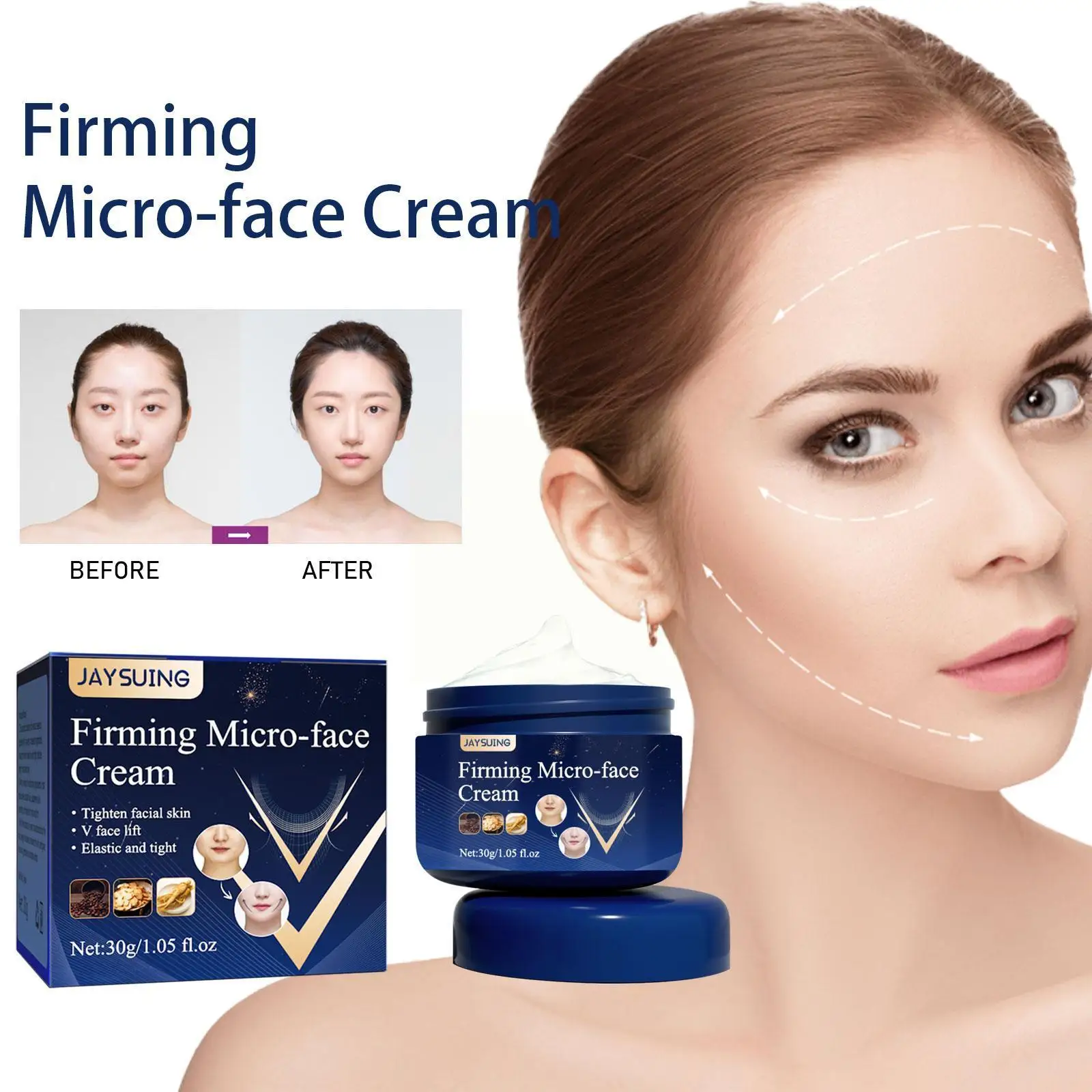 

30g V Face Firming Cream Women Slimming Tighten Hydrating Wrinkle Anti-Aging Facial Skin Care For Female R2U6