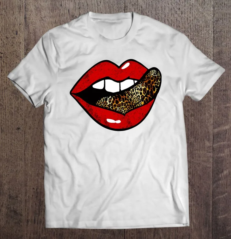 

Модная потертая забавная футболка для мужчин с принтом красных губ, леопарда, языка, гепарда, футболка, Мужская одежда, футболка, Мужская фут...