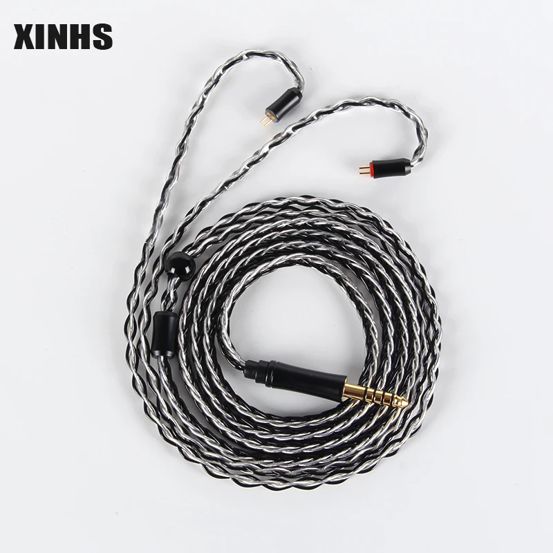 XINHS 8 core 5N single crystal copper silver plated wire headphone upgrade cable HiFi for KZ EDX ZSN PRO X ZSTX ZS10 TRN MT1
