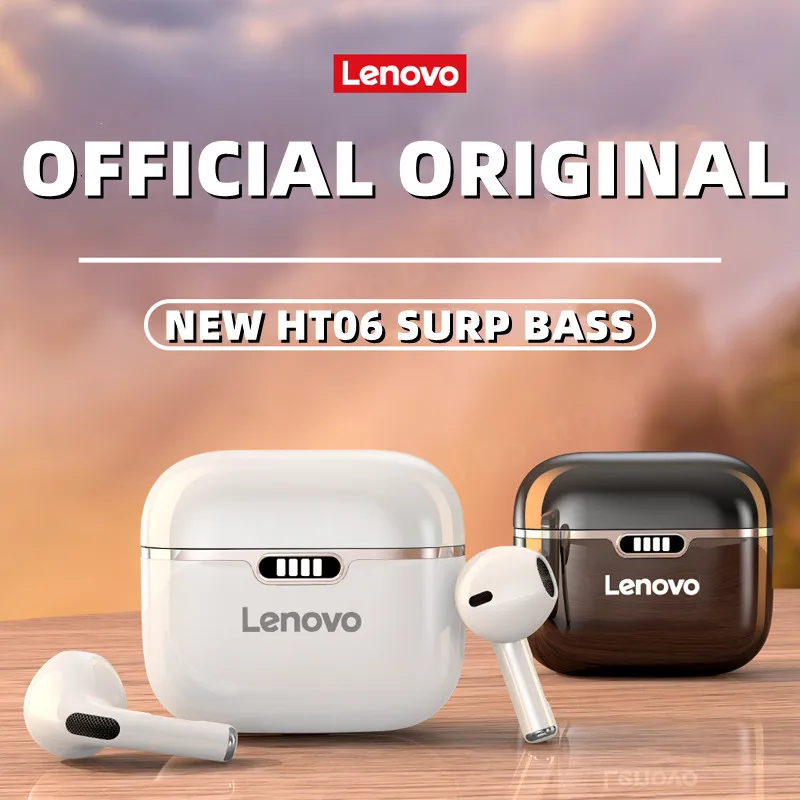 

Оригинальные наушники Lenovo HT06 TWS 5,2, Bluetooth, Спортивные Беспроводные наушники с шумоподавлением, умное сенсорное управление, 300 мАч, для allphone