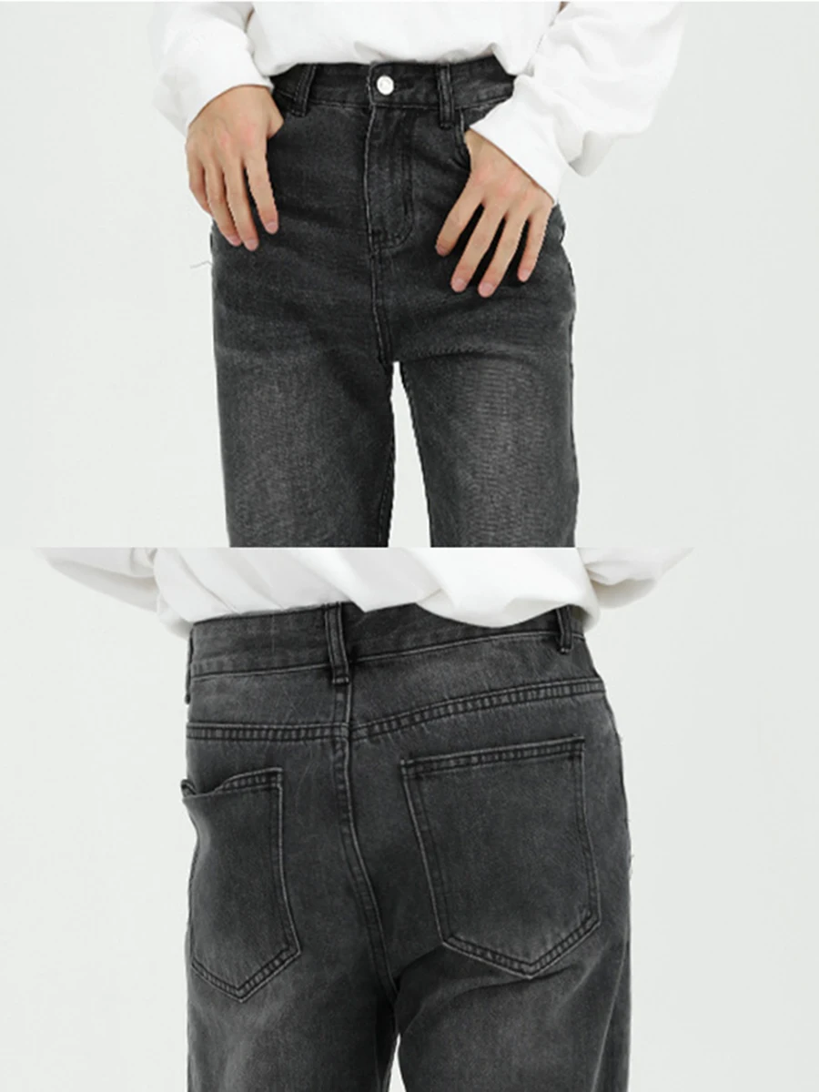 Four Seasons Men's Jeans Korean Trend Casual Cropped Pants Fashion Streetwear Men Ins Hot Sale Y2k Men Jeans Men Clothing JEANS