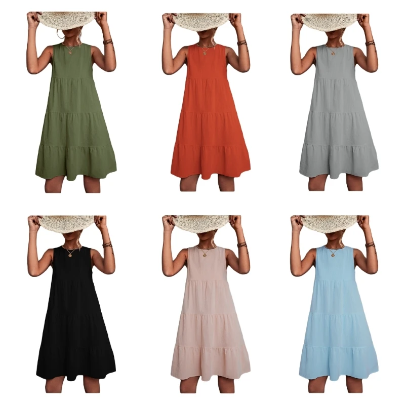 

Летние Повседневные платья 652F для женщин, свободные пляжные платья, Плиссированные Платья с цветочным узором