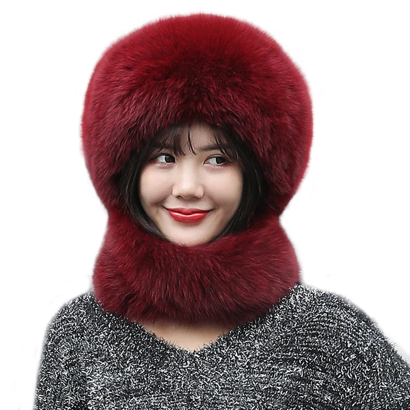 2022 Winter Hat For Women Natural Fur Fox Fur Hat Raccoon Fur Surround Women's Hat For Women Fur Hat Women Winter Russian Style