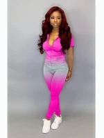 summer outfits for women tracksuit matching sets two piece set gradient zip up hoodie and pantssweat suits casual sports