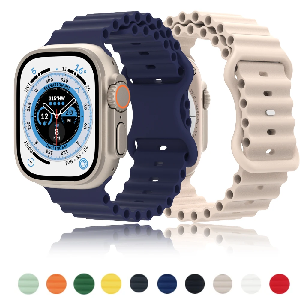 

Силиконовый ремешок для Apple Watch Band 45 мм 40 мм 44 мм 41 мм 38 мм 42 мм 49 мм, браслет Correa для iwatch Series 8 6 Se 5 7 Ultra