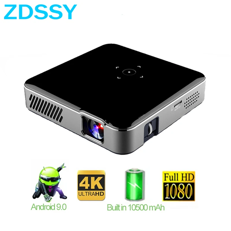 ZDSSY S350 Protable Projector Smart TV Android 9.0 WiFi Mini DLP Pico 1080P Outdoor 4K Cinema For Smartphone Miracast Airplay