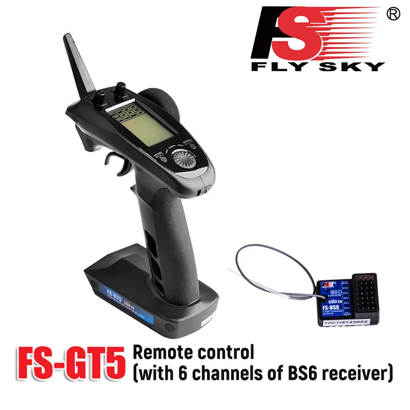 Фото Радиопередатчик FlySky FS-GT5 2.4G 6CH AFHDS с приемником FS-BS6 для радиоуправляемых машин, краулеров, лодок, моделей автомобилей и запчастей №1