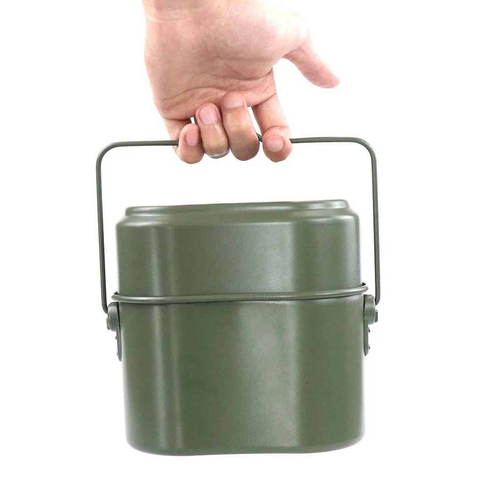 

Portable Camping Mess Kits Hiking Cookware Army Mess Kit Military Cook Three-piece Bento Lunch Box For Hiking Cycling Backpack