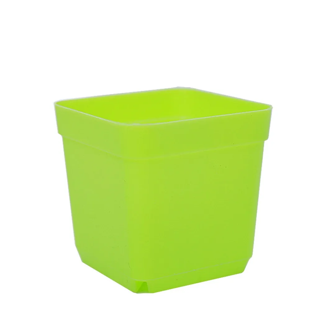 

10pcs Mini Square Plastic Plant Flower Pot Home Office Decor Planter Colorful With Pots Trays Green Plant Artificial Garden
