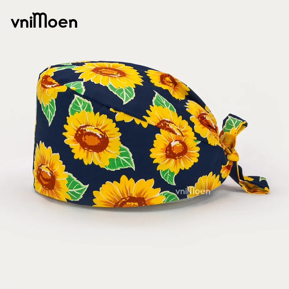 Лабораторные скрабы хлопковая дышащая шапочка с мультяшным рисунком для