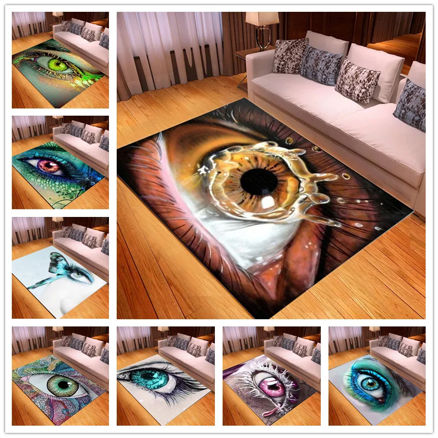 

Высококачественная мягкая фланелевая 3D искусственная фотография для гостиной с рисунком глаз, коврики для помещений, Домашний напольный коврик, диванные коврики
