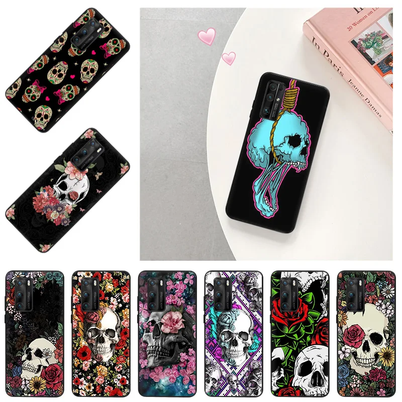 

Soft Silicone Case For Google Pixel 6 Pro 5a 4a 3 4 5 xl Retro Flower Skull Phone Cover For Huawei Mate 40 20 10 Lite P Smart-z