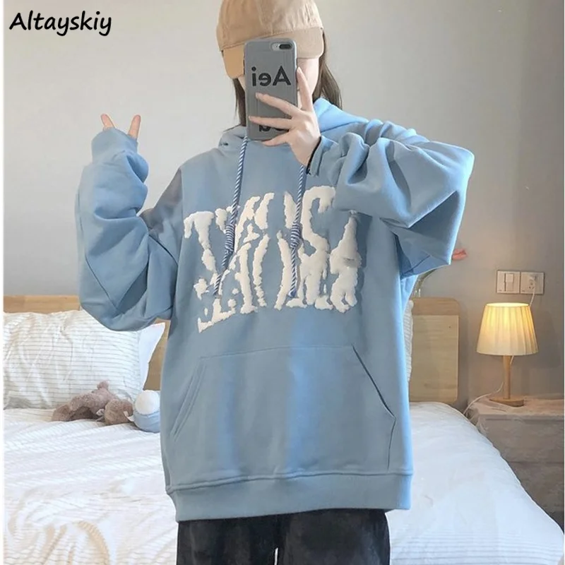 

Women with Hat Hoodies Print Fashion Loose Casual Harajuku All-match Japan Style Sweet Lovely Ulzzang Bf Street Retro Cozy New