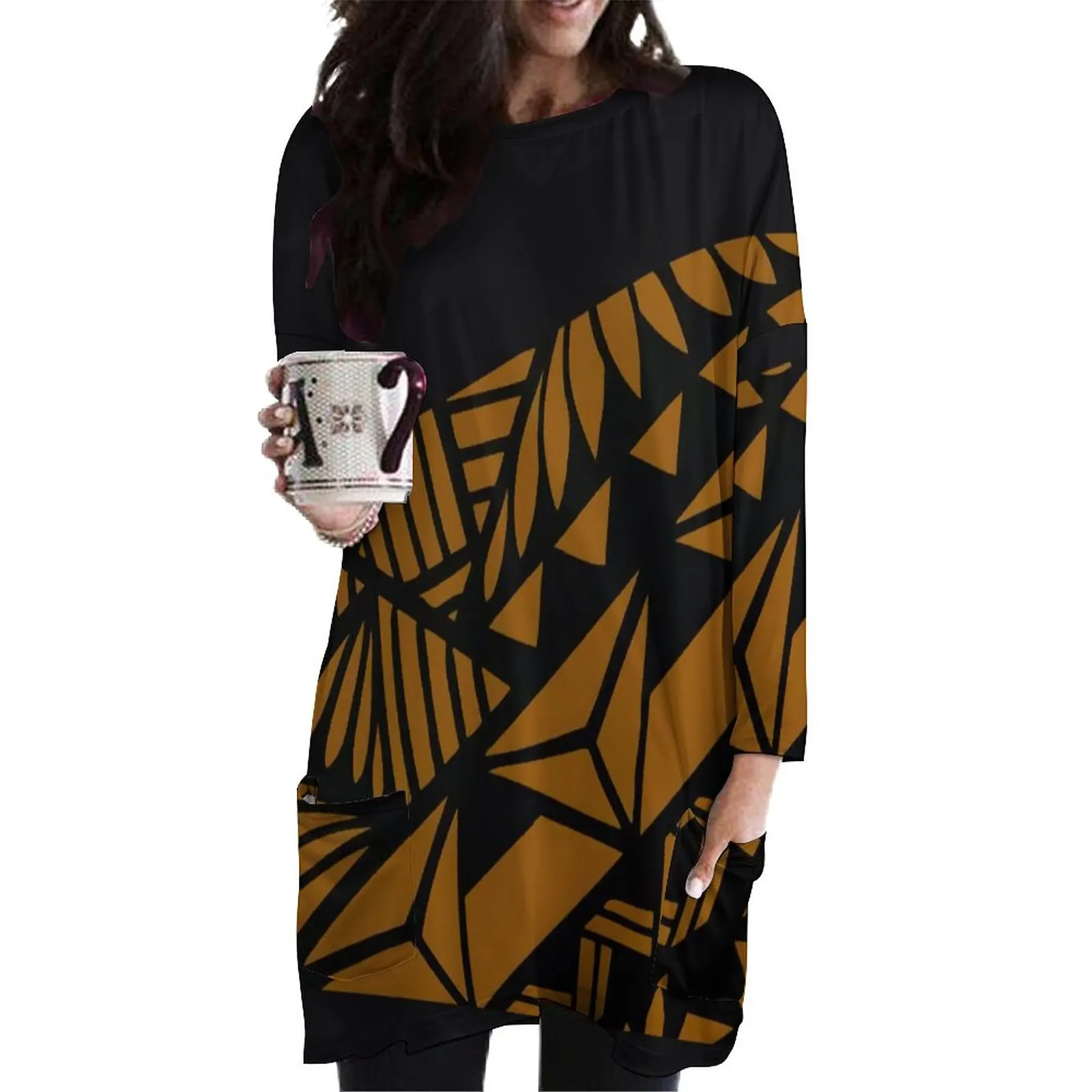 

Autumn and Winter New Pullover Hawaiian Style Leaf Print Round Neck Sweatshirt Long Sleeve Fashion Versatile Top Sweatshirt