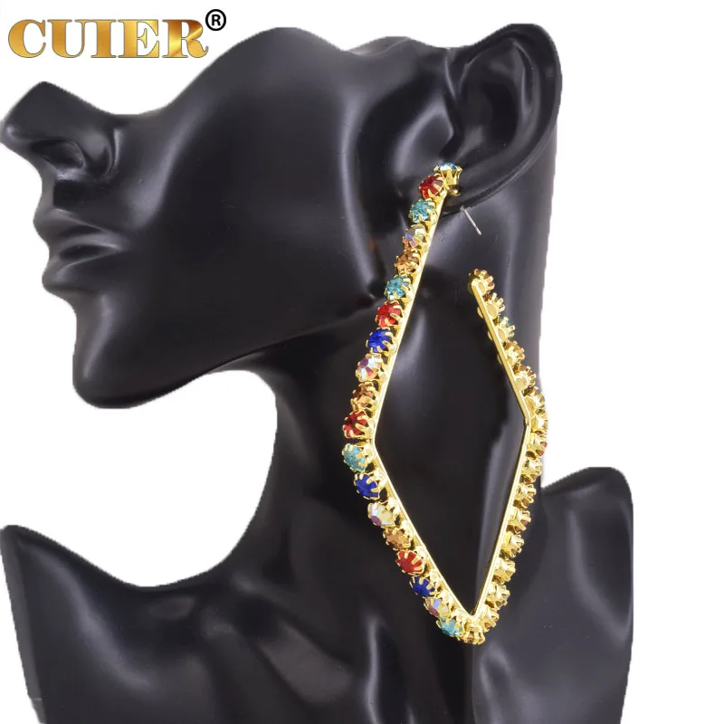 

Женские серьги-кольца CuiEr, серьги размером 7 х11 см с геометрическим рисунком, ювелирные украшения для вечеринок