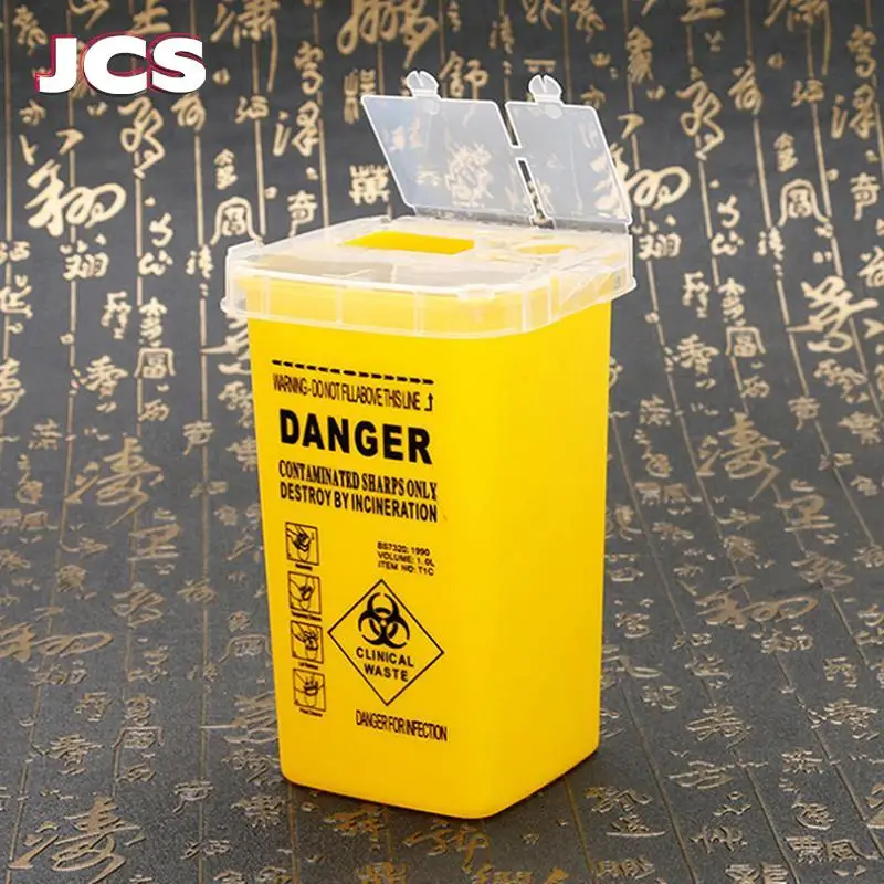 

1 Pcs Yellow Sharps Container Biohazard Needle Disposal for Medical Dental Tattoo High Quality