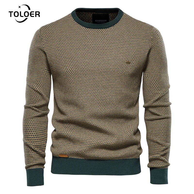 

Autumn Winter Fashion Men's Knitted Sweater Round Neck Casual Pullover Trendy Mesh Design Men's Classic Sweater Bottoming Shirt